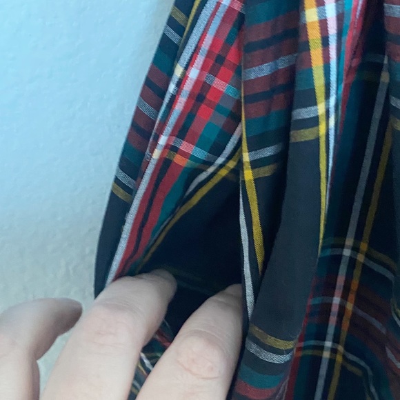J. Crew Factory Ruffle Neck Shirt Dress Stewart Plaid Size 14 Holiday Christmas - Picture 12 of 13